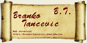 Branko Tančević vizit kartica